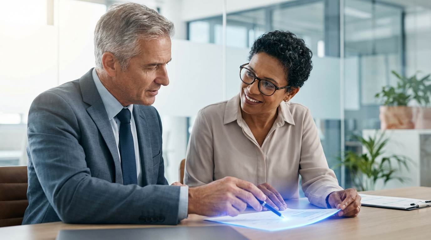 Stakeholders reviewing AI-enhanced financial disclosures with confidence